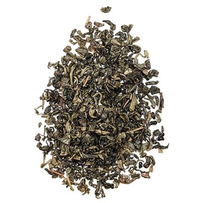 gunpowder green with mint loose leaves