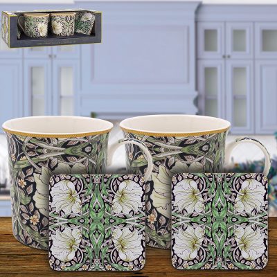 WILLIAM MORRIS PIMPERNEL MUG AND COASTER SET OF 2